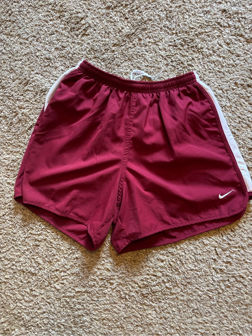 Nike Women's Burgundy Athletic Shorts with White Side Trim
